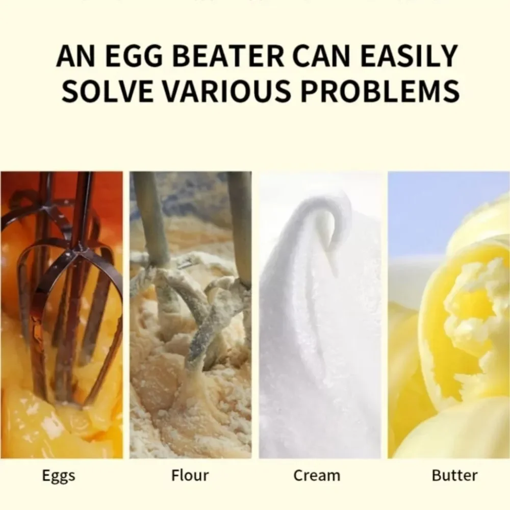 7 Speeds Super Hand Mixer Electric Egg Beater Handheld Blender White